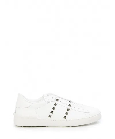 Valentino Garavani White Leather Rockstud Untitled Sneakers