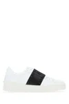 Valentino Garavani White Leather Rockstud Untitled Sneakers With Black Band In White