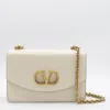 Valentino Leather Shoulder Bag Chain Strap In White