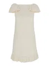 Valentino Ruffled Wool And Silk-blend Crepe Mini Dress In Multicolor