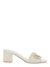 Valentino Garavani White Mules With Vlogo Cut-out On The Front In Leather Woman In Multicolor