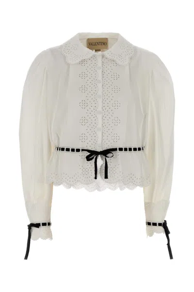 Valentino Garavani White Poplin Shirt In Gray