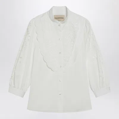 Valentino Garavani White Sangallo Embroidered Mini Shirt