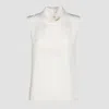 Valentino Draped Neckline Sleeveless Top In Beige