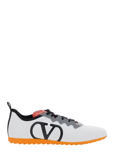 Valentino Garavani White Sneakers With Asymmetric Toe And Vlogo Detail On The Side In Tech Fabric Ma