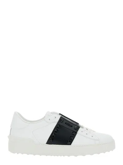Valentino Garavani White Sneakers With Rockstud Detail And Contrasting Band In Leather Woman