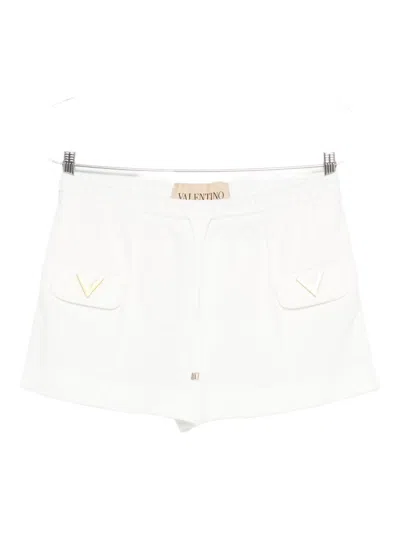 VALENTINO VALENTINO GARAVANI WHITE STRETCH PIQUET SHORTS