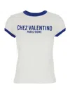 Valentino Womens Regular-fit Brand-print Cotton-jersey T-shirt Avorio Blu Elettrico In White