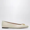 Valentino Garavani Vlogo White Lamb Leather Goat Leather Classic Ballet Flats In Multi