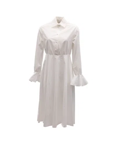 Valentino Garavani Ruffled Sleeve Dress In White