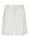Valentino Garavani White Bermuda Shorts With Tonal Vlogo In Cotton Canvas Woman In White