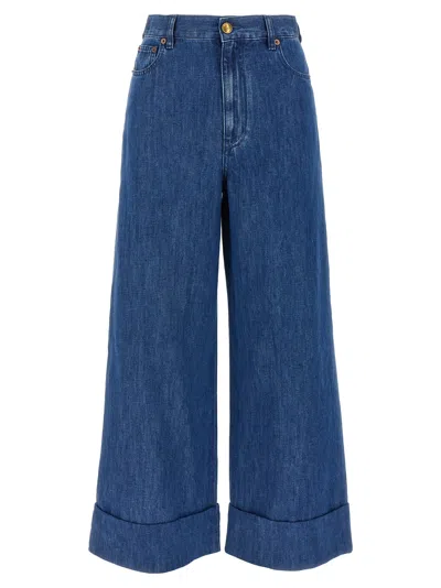 Valentino Garavani Wide Leg Jeans In Blue