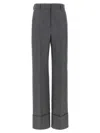 Valentino Garavani Wide-leg Virgin Wool Trousers With Maxi Turn-up In Black