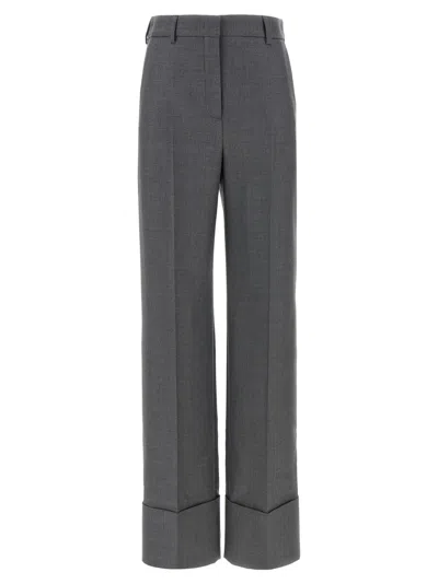 Valentino Garavani Wide-leg Virgin Wool Trousers With Maxi Turn-up In Black