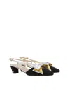 Valentino Garavani Slingback Decollete Bowow In Moire Tissue In Black