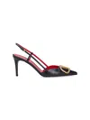 Valentino Garavani Vlogo Signature Satin Slingback Pumps 80mm Woman Black 40.5