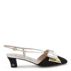 Valentino Garavani Black Silver Destal Shoe With Gold Bow In Black