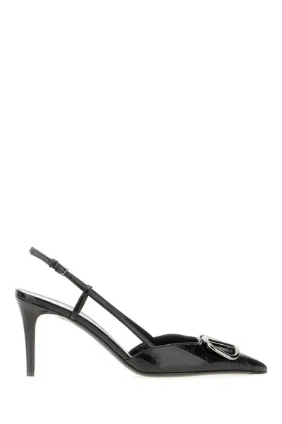 Valentino Garavani Vlogo Signature Satin Slingback Pumps 80mm Woman Black 40.5