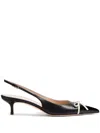 Valentino Bepointy 45 Bow-embellished Leather Slingback Pumps In Black