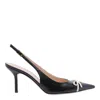 Valentino Garavani Leather Slingback With Patent Leather Toe In Black