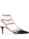 Valentino Garavani Two-tone Leather Rockstud Pumps In Black