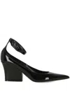 Valentino Vlogo Lockette Leather Ankle Strap Pumps In Black