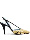 Valentino Foliefoliage 90 Suede Slingback Pumps In Gold