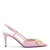 Valentino Vlogo Signature Slingback In Leather With Rhinestones In Rosa/crystal