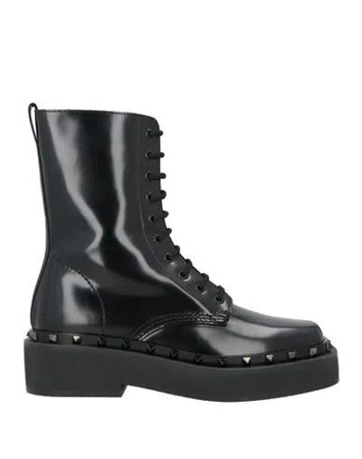 Valentino Garavani Woman Ankle Boots Black Size 10 Leather