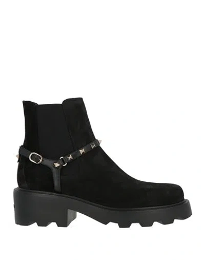 Valentino Garavani Woman Ankle Boots Black Size 8 Leather