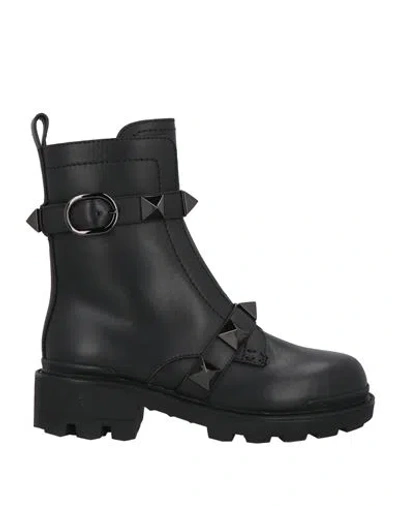 Valentino Garavani Woman Ankle Boots Black Size 6.5 Leather
