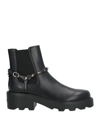 Valentino Garavani Woman Ankle Boots Black Size 7 Leather
