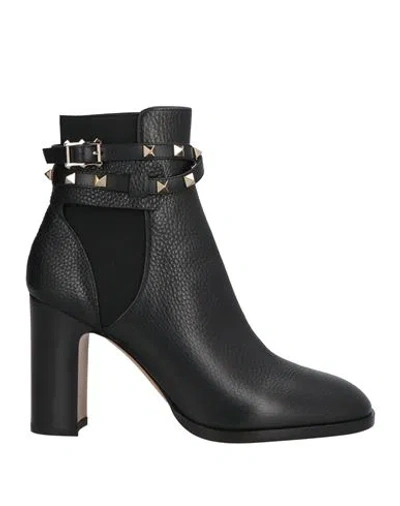 VALENTINO GARAVANI VALENTINO GARAVANI WOMAN ANKLE BOOTS BLACK SIZE 8 LEATHER