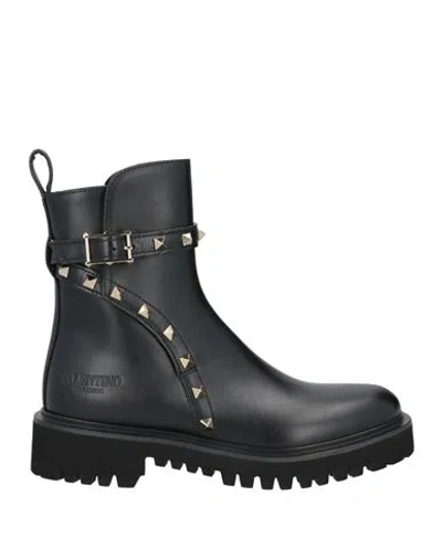 VALENTINO GARAVANI VALENTINO GARAVANI WOMAN ANKLE BOOTS BLACK SIZE 8 LEATHER
