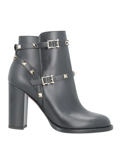 Valentino Garavani Woman Ankle Boots Black Size 8 Leather