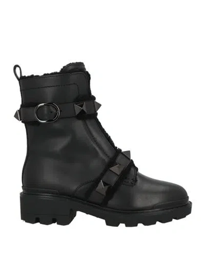 Valentino Garavani Woman Ankle Boots Black Size 8 Leather