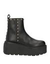 Valentino Uniqueform Rockstud Leather Chelsea Platform Booties In Black