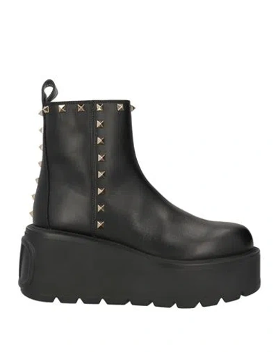 VALENTINO GARAVANI VALENTINO GARAVANI WOMAN ANKLE BOOTS BLACK SIZE 7.5 LEATHER
