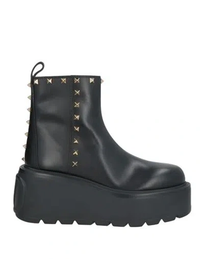 VALENTINO GARAVANI VALENTINO GARAVANI WOMAN ANKLE BOOTS BLACK SIZE 8 LEATHER