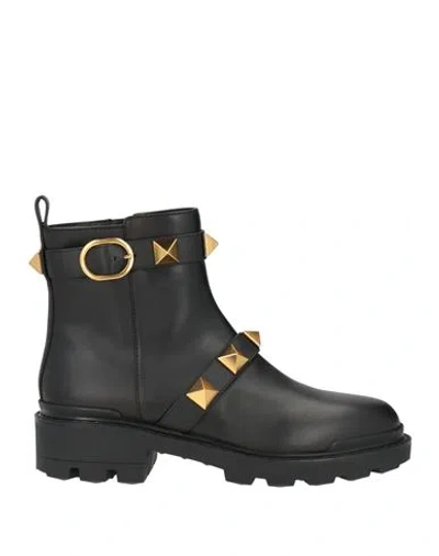 Valentino Garavani Woman Ankle Boots Black Size 8 Leather In Multi