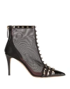 Valentino 90mm Rockstud Mesh Ankle Boots In Black