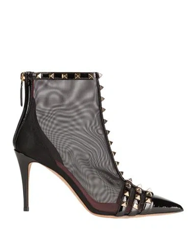 Valentino Garavani 90mm Rockstud Mesh Ankle Boots In Black