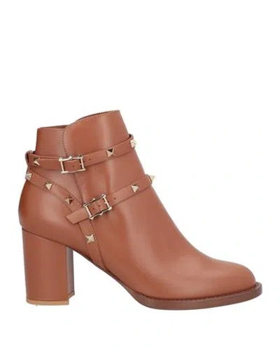 Valentino Garavani Woman Ankle Boots Brown Size 8 Leather