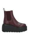 Valentino Garavani Woman Ankle Boots Burgundy Size 7.5 Leather In Red