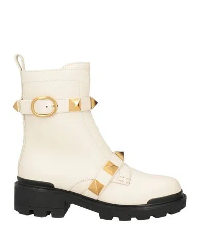 Valentino Garavani Woman Ankle Boots Cream Size 8 Leather In White
