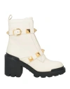 Valentino Garavani Woman Ankle Boots Ivory Size 10 Leather In White