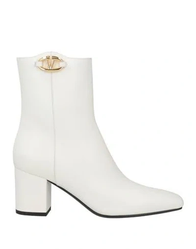 Valentino Garavani Woman Ankle Boots Ivory Size 8 Leather In White