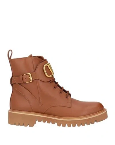 Valentino Garavani Woman Ankle Boots Tan Size 8 Leather In Brown
