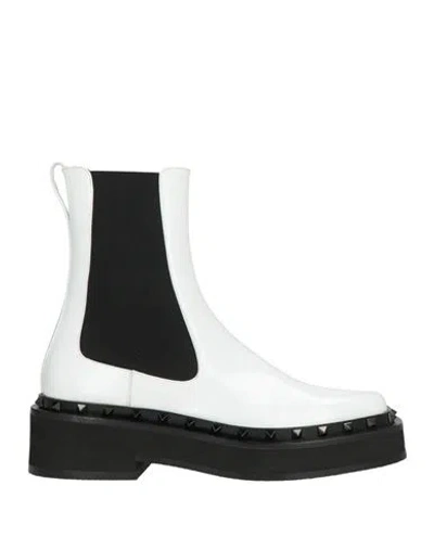 Valentino Garavani Woman Ankle Boots White Size 11 Leather