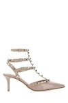 VALENTINO GARAVANI VALENTINO GARAVANI WOMAN ANTIQUED PINK LEATHER ROCKSTUD PUMPS